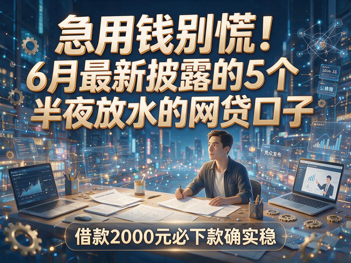 急用钱别慌!6月最新披露的5个半夜放水的网贷口子,借款2000元必下款确实稳