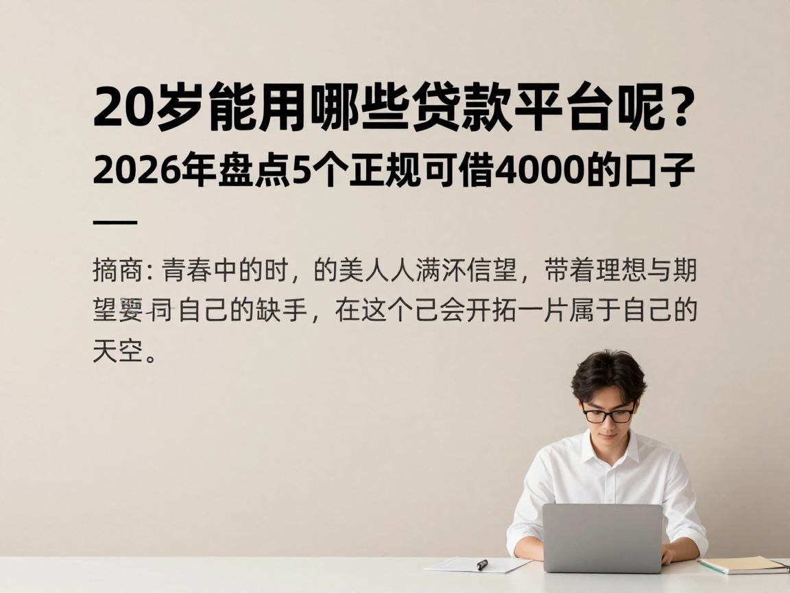 20岁能用哪些贷款平台呢?2026年盘点5个正规可借4000的口子