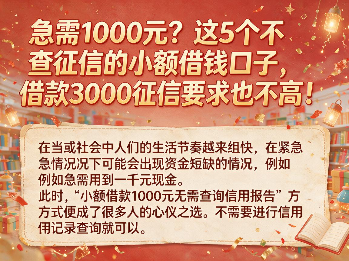 急需1000元?这5个不查征信的小额借钱口子,借款3000征信要求也不高!
