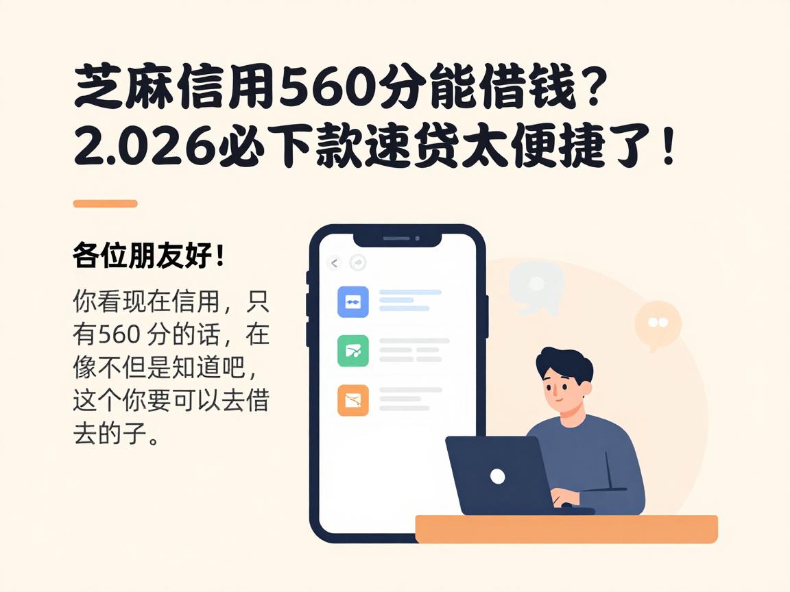 芝麻信用560分能借钱?2026必下款速贷指南:这五个APP借款太便捷了!