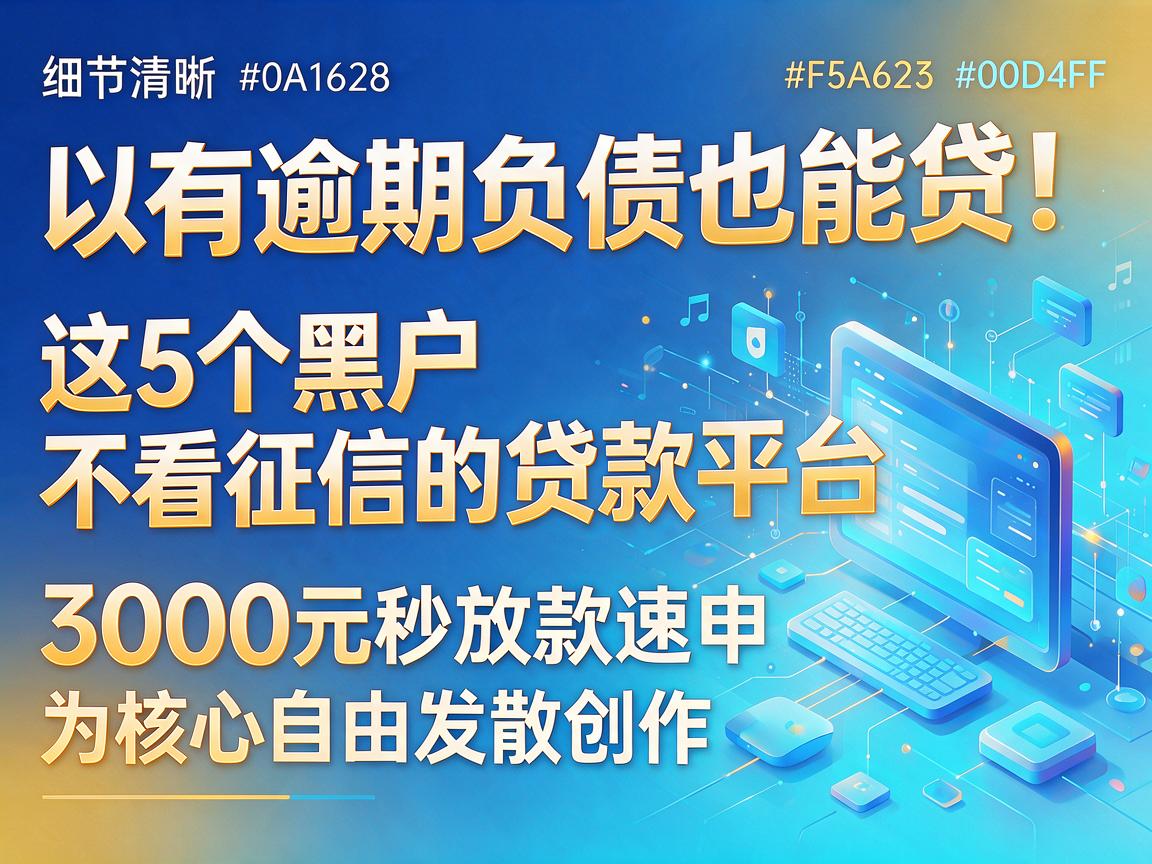有逾期负债也能贷!这5个黑户不看征信的贷款平台,3000元秒放款速申