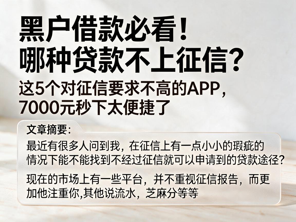 黑户借款必看!哪种贷款不上征信?这5个对征信要求不高的APP,7000元秒下太便捷了