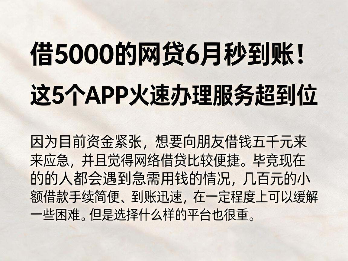 借5000的网贷6月秒到账！这5个APP火速办理服务超到位