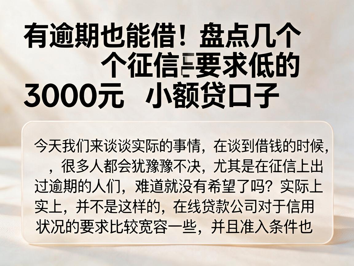 有逾期也能借!盘点几个征信要求低的3000元小额贷口子