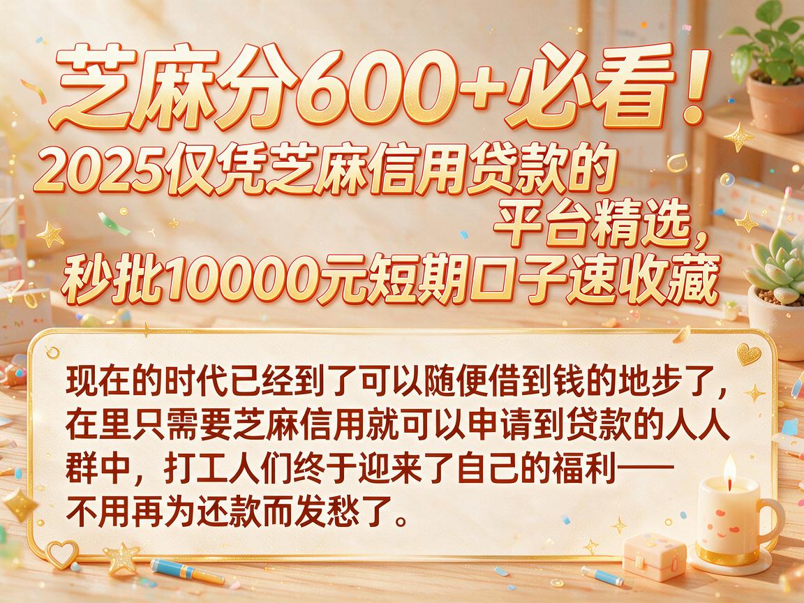 芝麻分600+必看!2025仅凭芝麻信用贷款的平台精选,秒批10000元短期口子速收藏