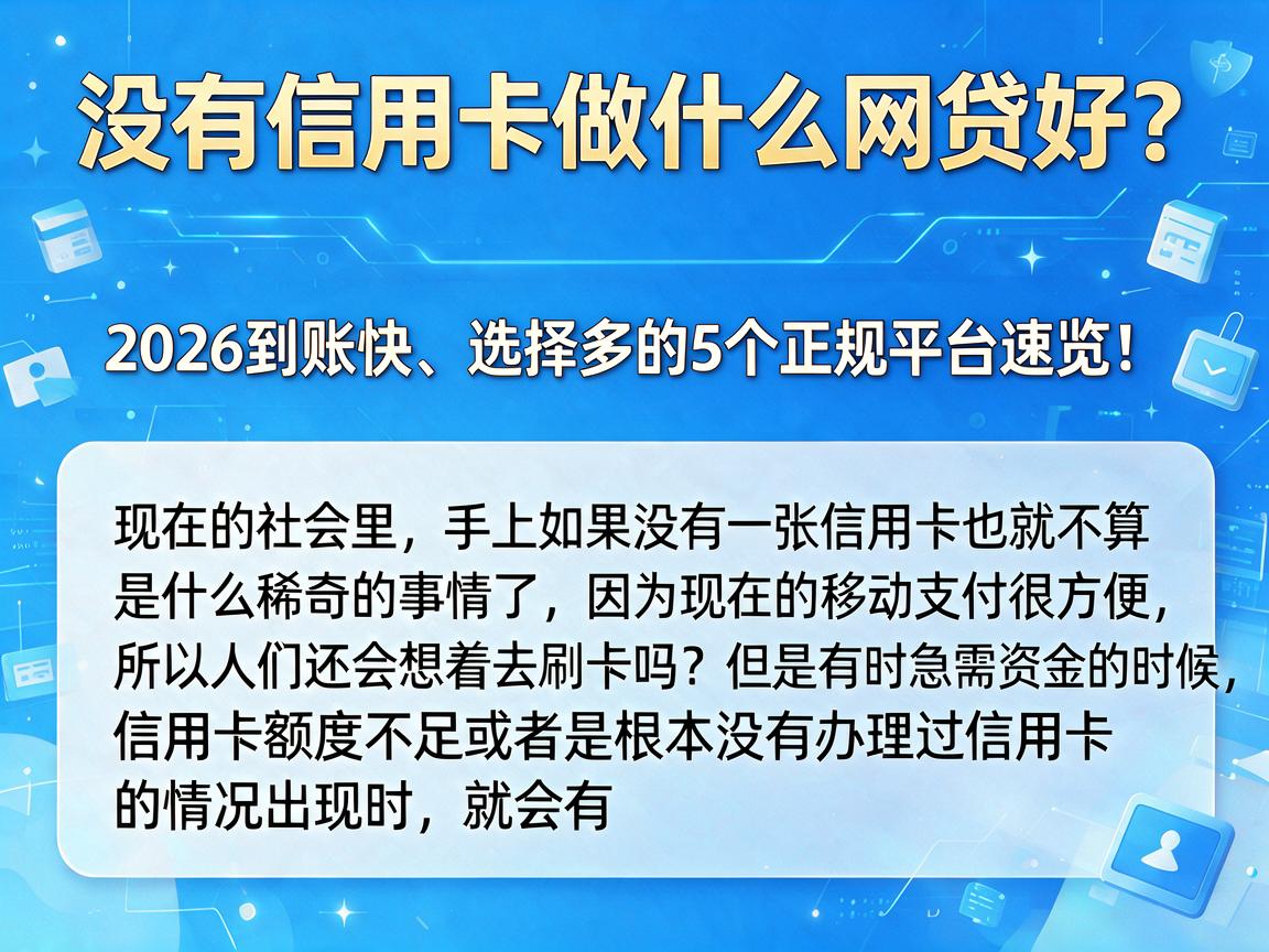 没有信用卡做什么网贷好?2026到账快、选择多的5个正规平台速览!