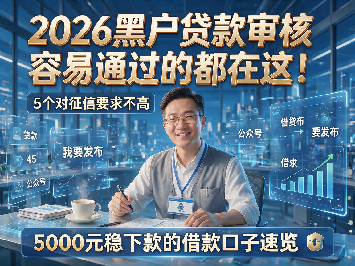 2026黑户贷款审核容易通过的都在这!5个对征信要求不高、5000元稳下款的借款口子速览