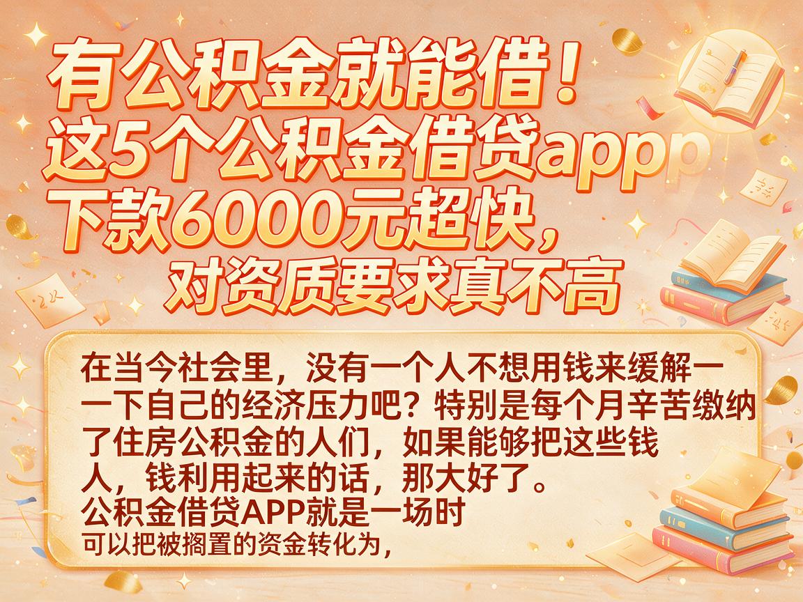 有公积金就能借！这5个公积金借贷app下款6000元超快，对资质要求真不高