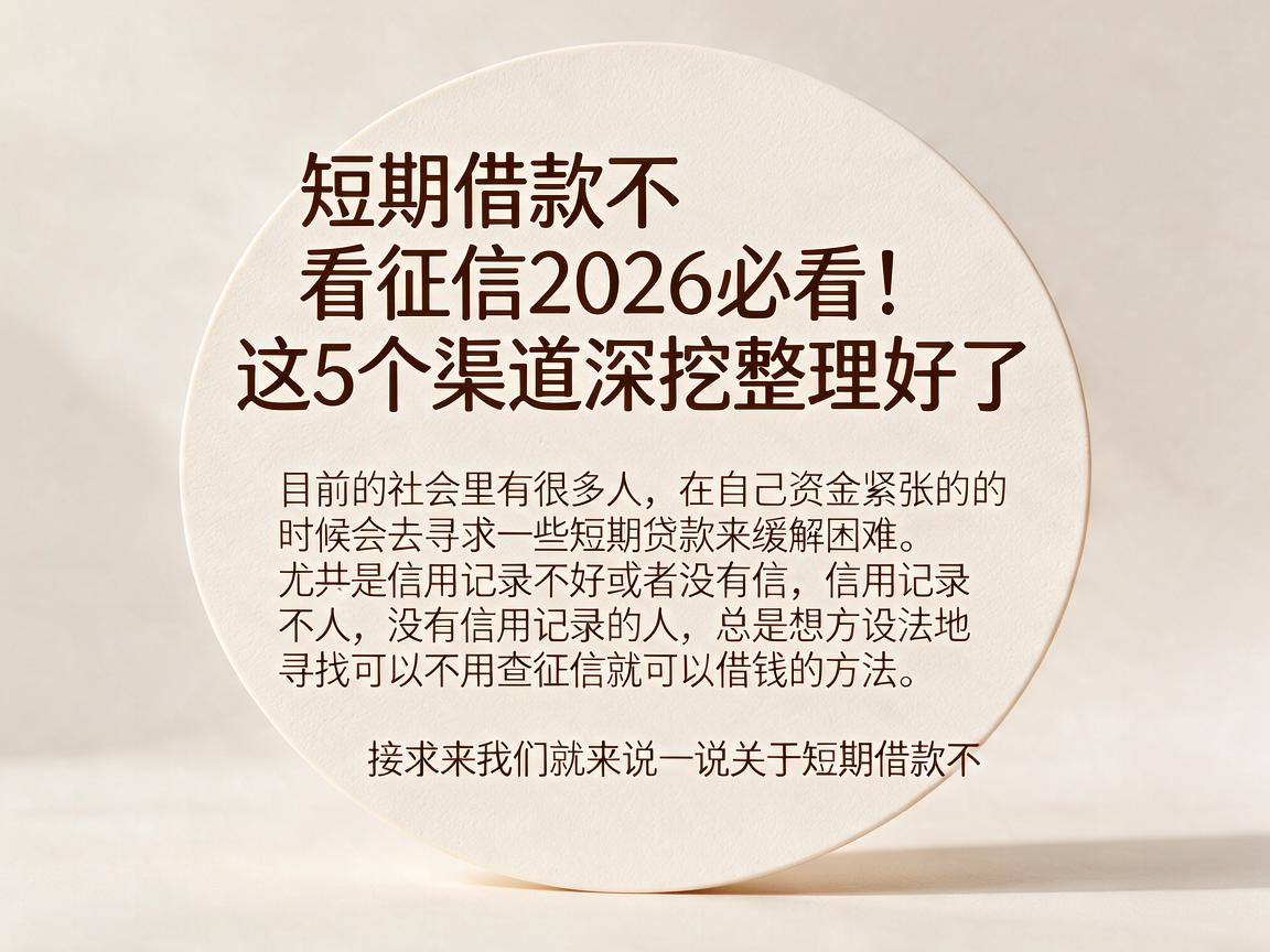短期借款不看征信2026必看!这5个渠道深挖整理好了
