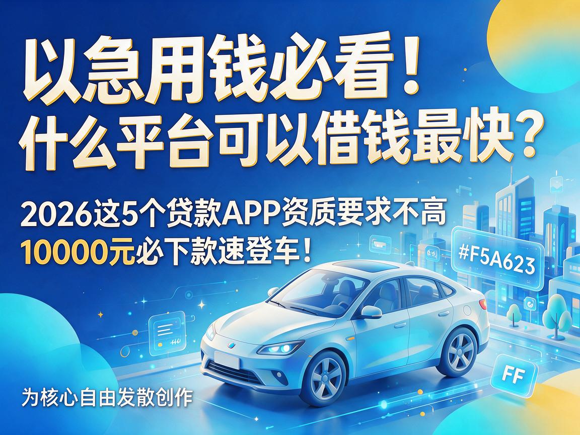 急用钱必看!什么平台可以借钱最快?2026这5个贷款APP资质要求不高,10000元必下款速登车!