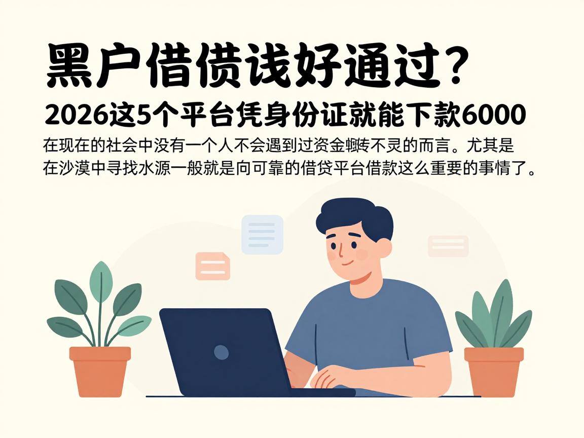 黑户借钱好通过？2026这5个平台凭身份证就能下款6000，要求不高体验超赞