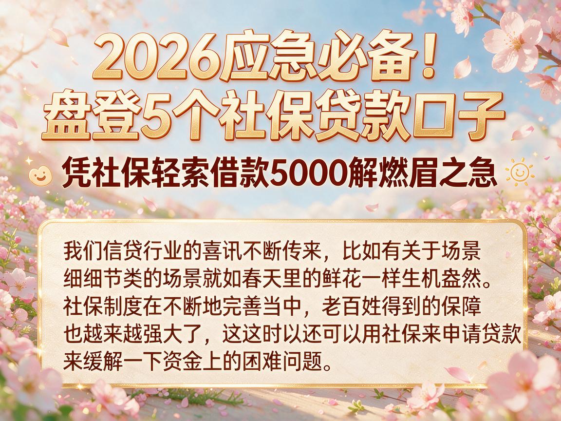 2026应急必备!盘点5个社保贷款口子,凭社保轻松借款5000解燃眉之急