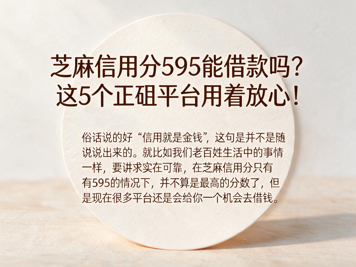 芝麻信用分595能借款吗？这5个正规平台用着放心！