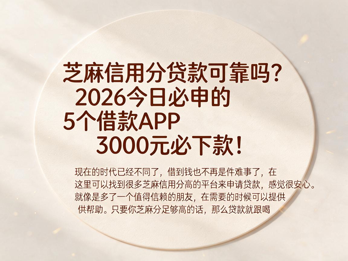 芝麻信用分贷款可靠吗?2026今日必申的5个借款APP,3000元必下款!