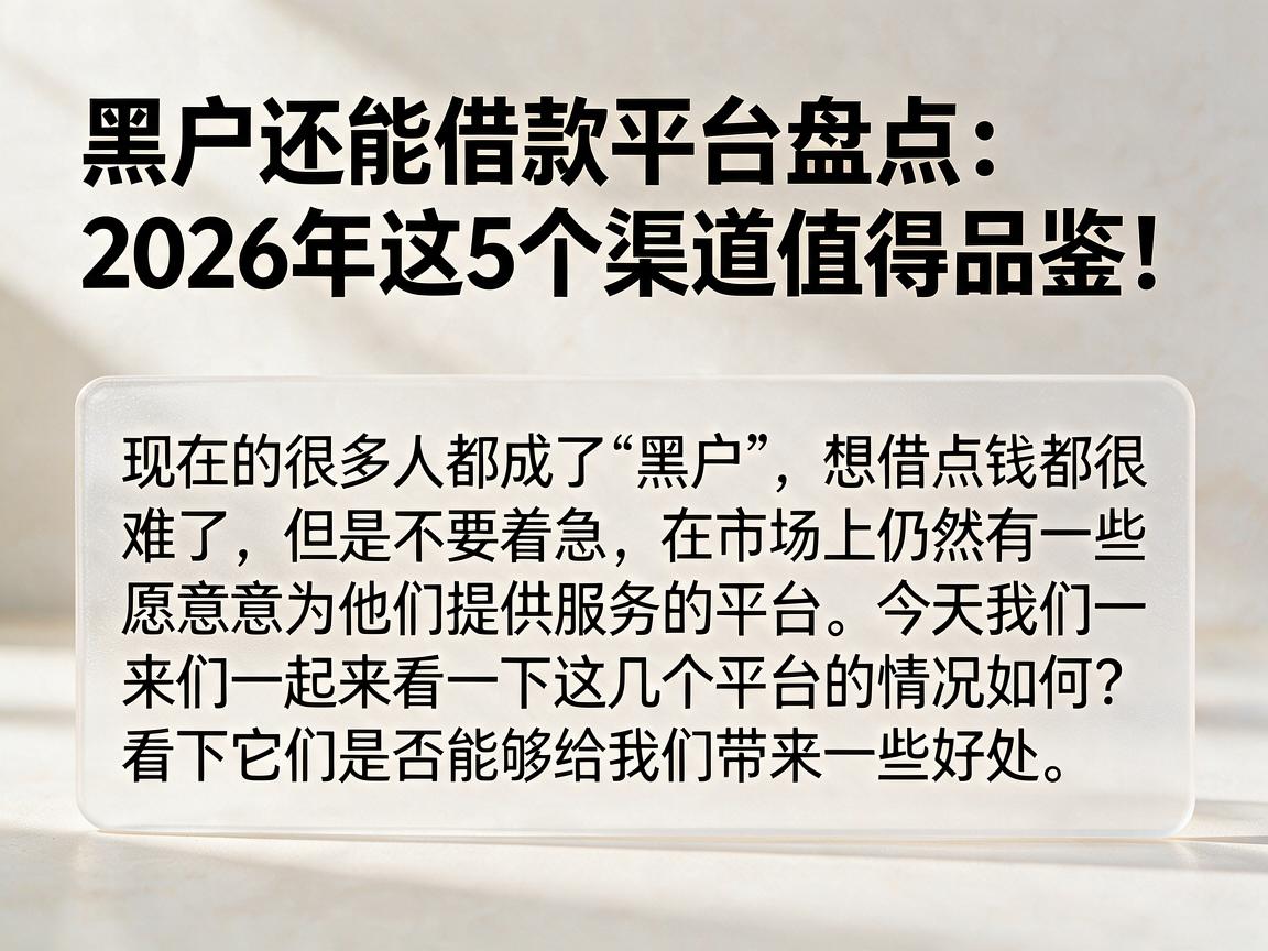 黑户还能借款平台盘点:2026年这5个渠道值得品鉴!