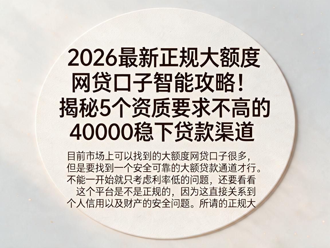 2026最新正规大额度网贷口子智能攻略!揭秘5个资质要求不高的40000稳下贷款渠道