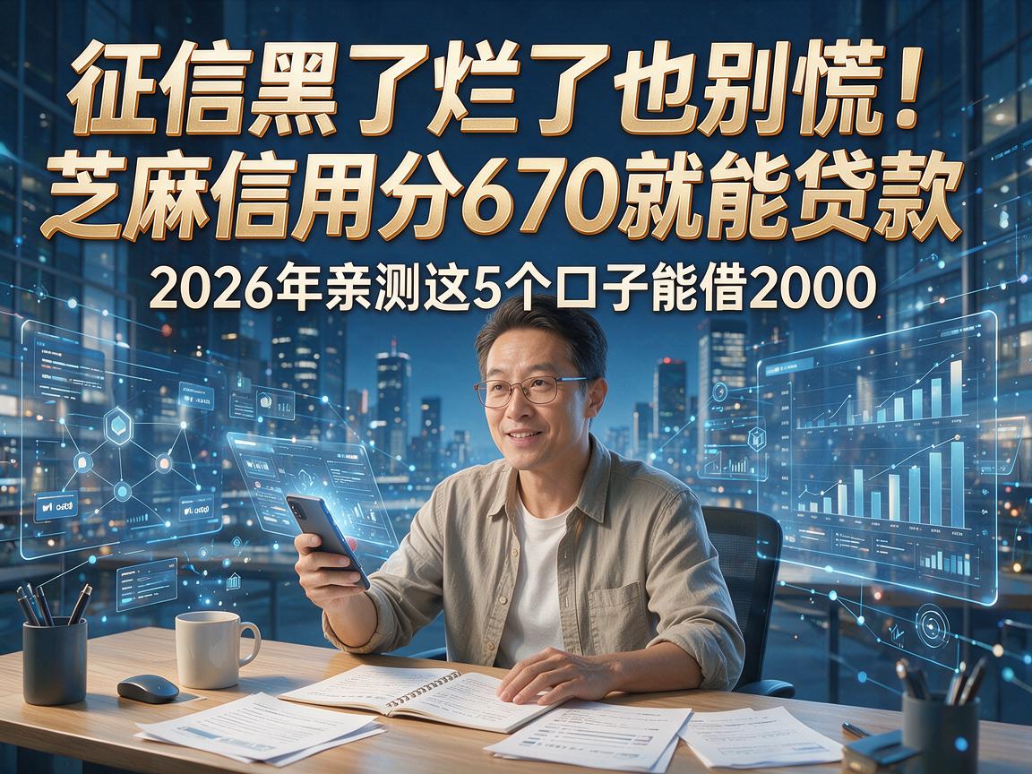 征信黑了烂了也别慌!芝麻信用分670就能贷款,2026年亲测这5个口子能借2000