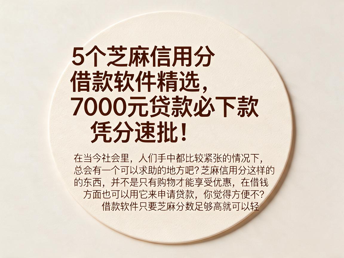 5个芝麻信用分借款软件精选,7000元贷款必下款,凭分速批!