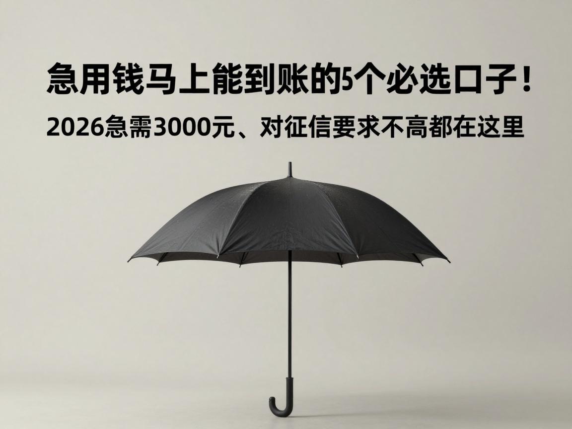 急用钱马上能到账的5个必选口子!2026急需3000元、对征信要求不高都在这里