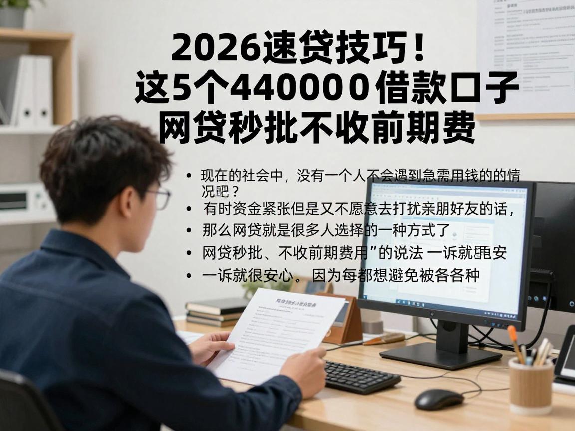 2026速贷技巧！这5个4000借款口子网贷秒批不收前期费