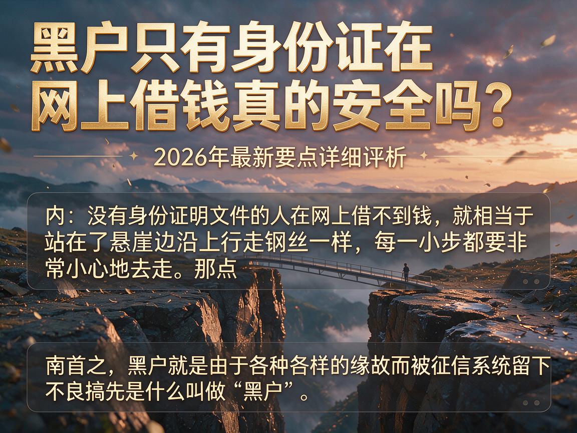 黑户只有身份证在网上借钱真的安全吗?2026年最新要点详细评析