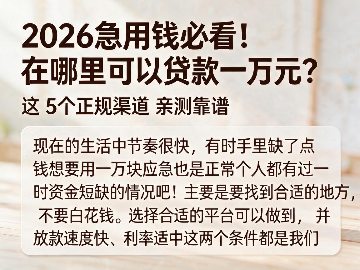 2026急用钱必看!在哪里可以贷款一万元?这5个正规渠道亲测靠谱