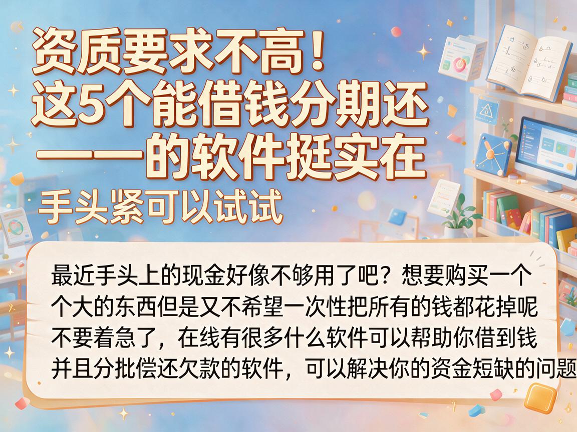 资质要求不高!这5个能借钱分期还的软件挺实在,手头紧可以试试