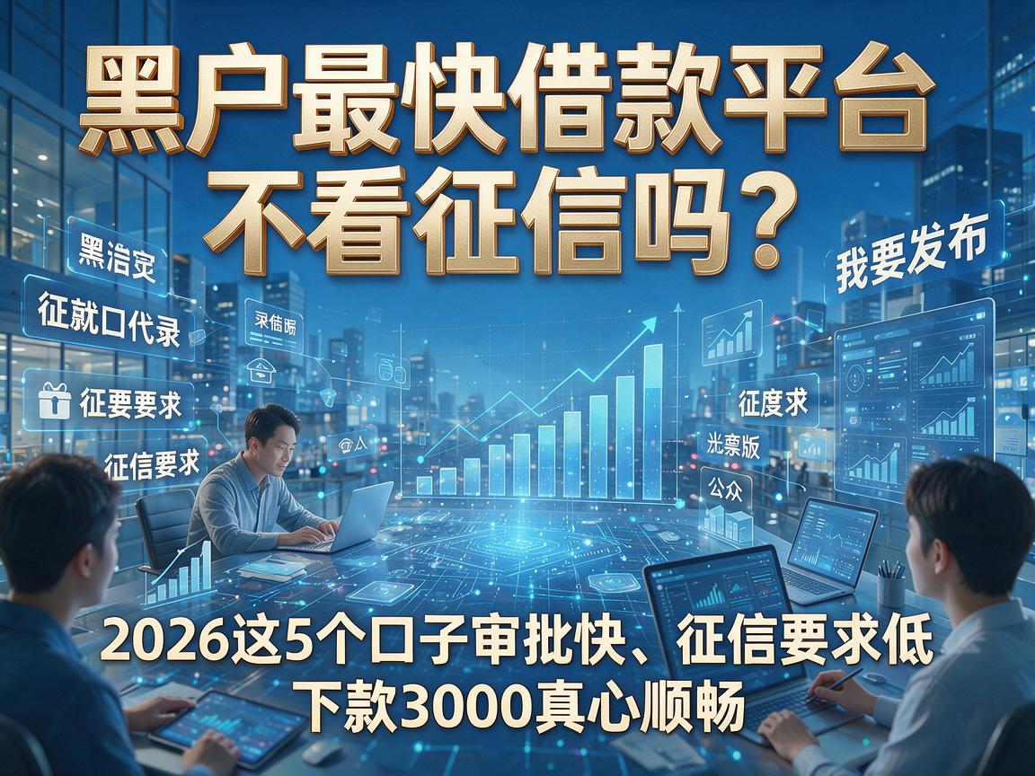 黑户最快借款平台不看征信吗?2026这5个口子审批快、征信要求低,下款3000真心顺畅!
