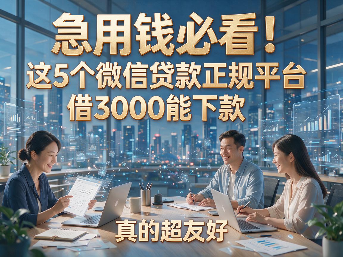 急用钱必看！这5个微信贷款正规平台借3000能下款，真的超友好