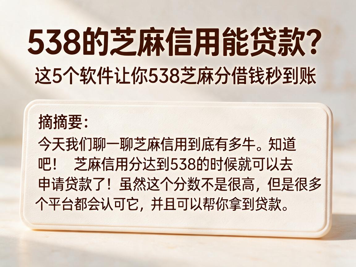 538的芝麻信用能贷款?这5个软件让你538芝麻分借钱秒到账