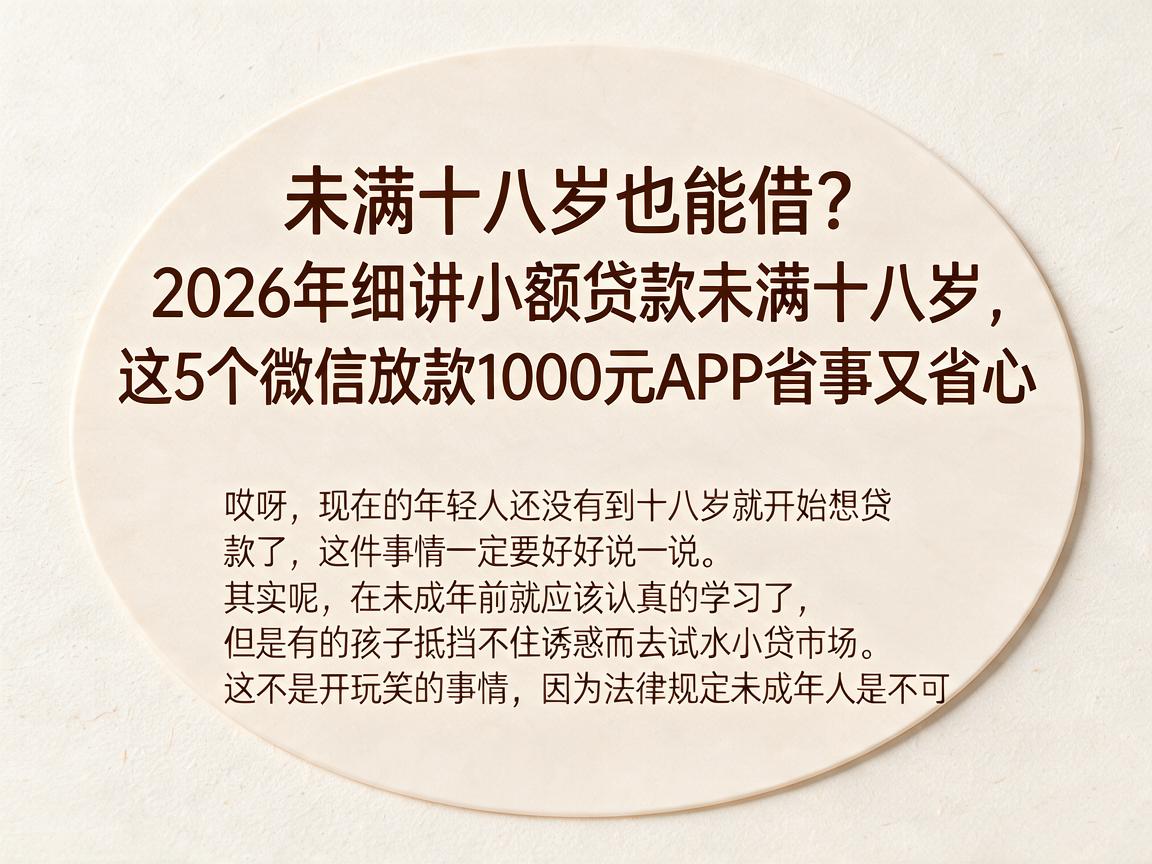 未满十八岁也能借?2026年细讲小额贷款未满十八岁,这5个微信放款1000元APP省事又省心