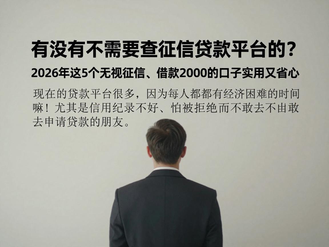有没有不需要查征信贷款平台的?2026年这5个无视征信、借款2000的口子实用又省心