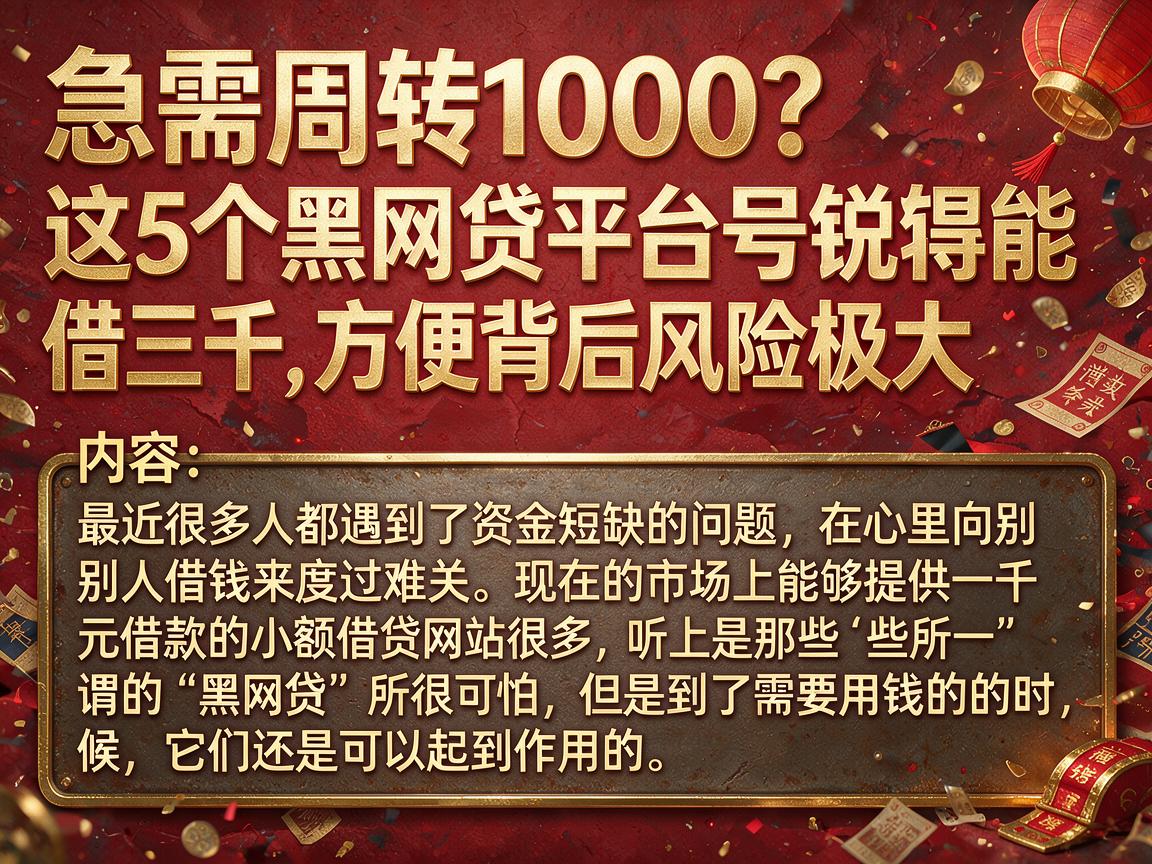 急需周转1000？这5个黑网贷平台号称能借三千，方便背后风险极大