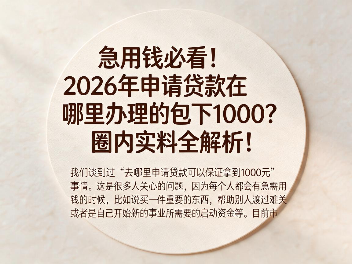 急用钱必看!2026年申请贷款在哪里办理的包下1000?圈内实料全解析!