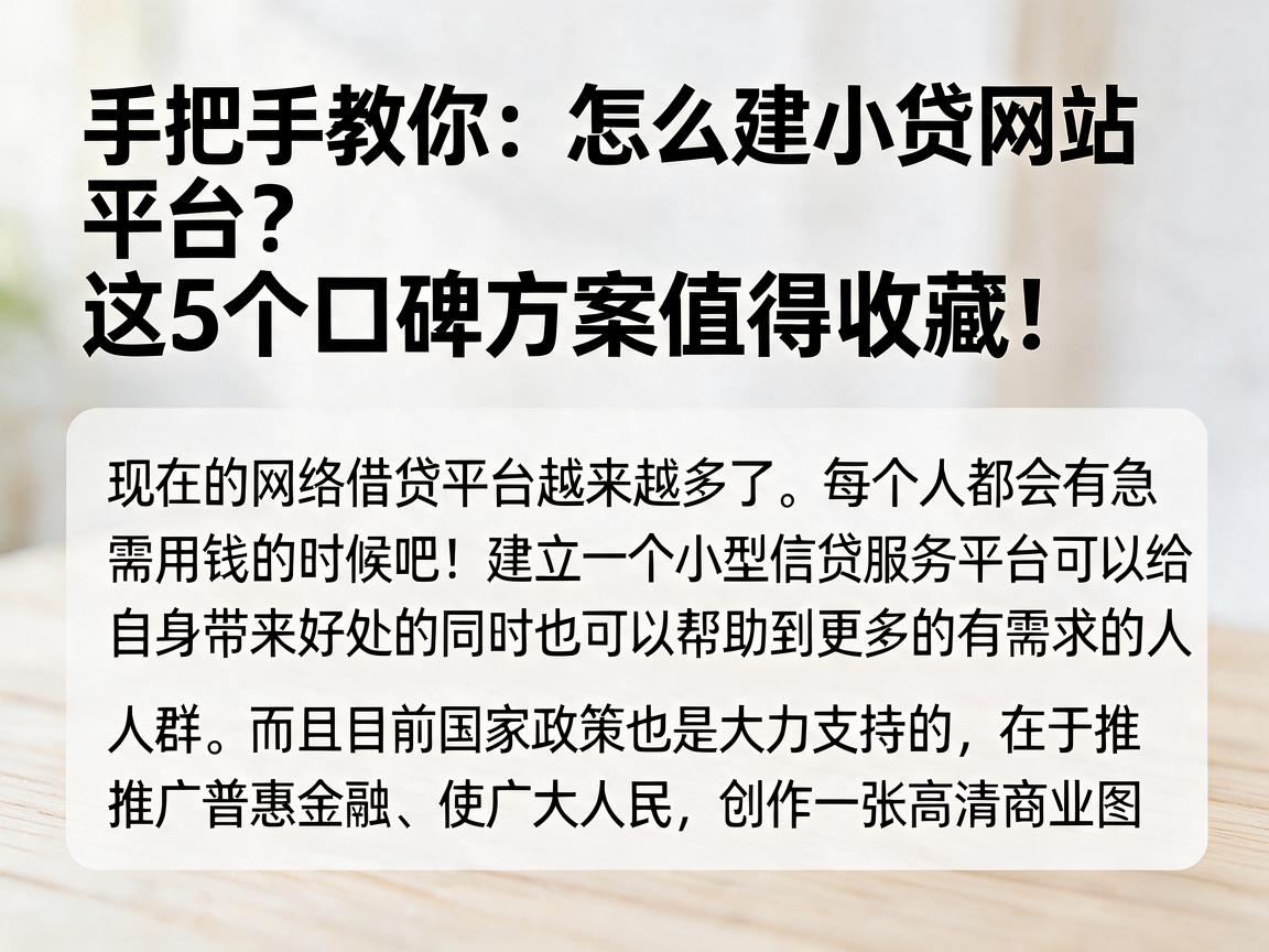 手把手教你:怎么建小贷网站平台?这5个口碑方案值得收藏!