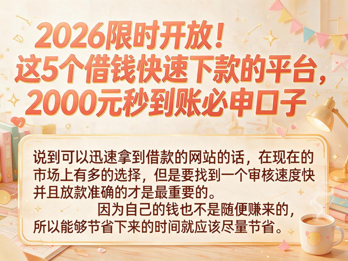 2026限时开放!这5个借钱快速下款的平台,2000元秒到账必申口子