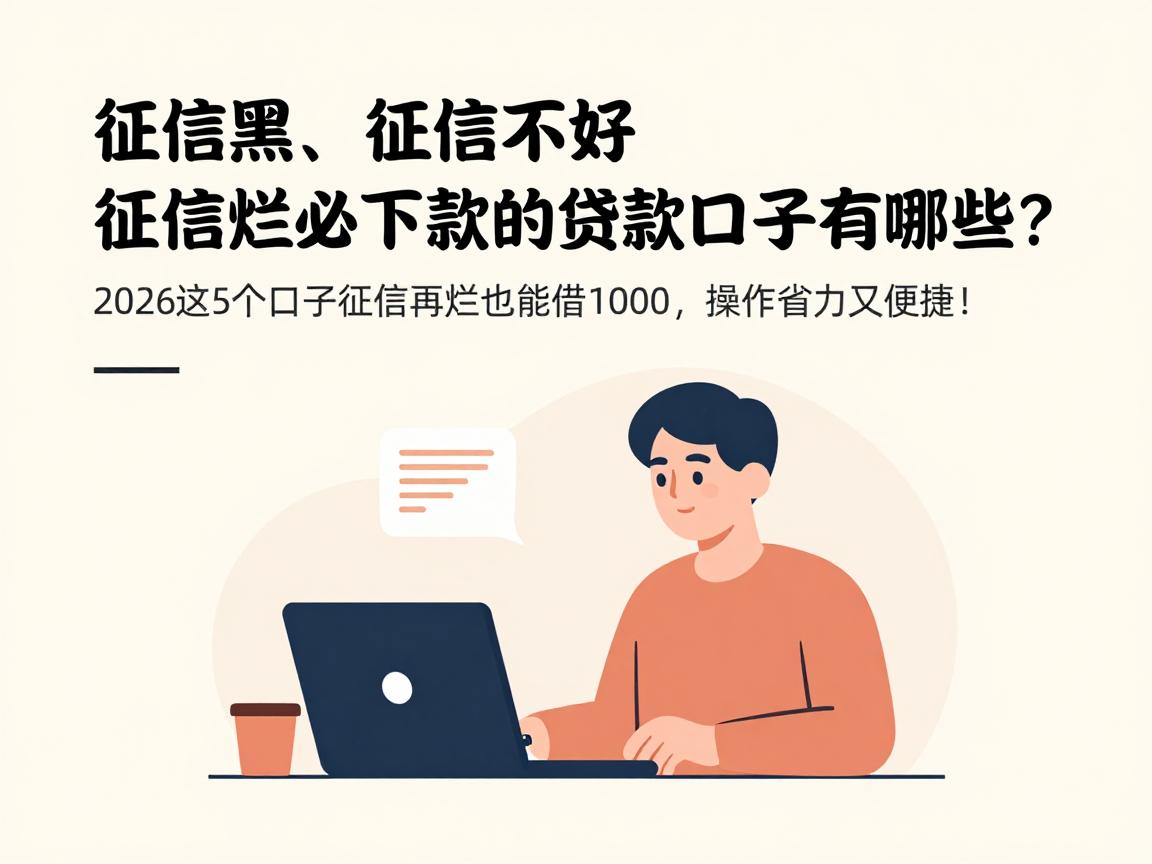 征信黑、征信不好、征信烂必下款的贷款口子有哪些?2026这5个口子征信再烂也能借1000,操作省力又便捷!