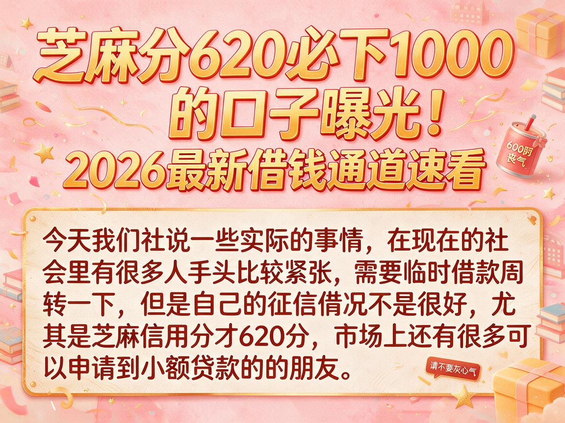 芝麻分620必下1000的口子曝光!2026最新借钱通道速看