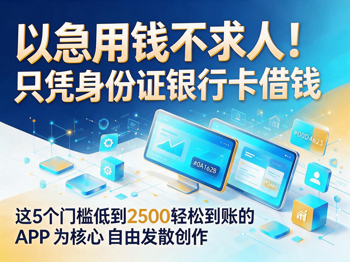 急用钱不求人!只凭身份证银行卡借钱,这5个门槛低到2500轻松到账的APP