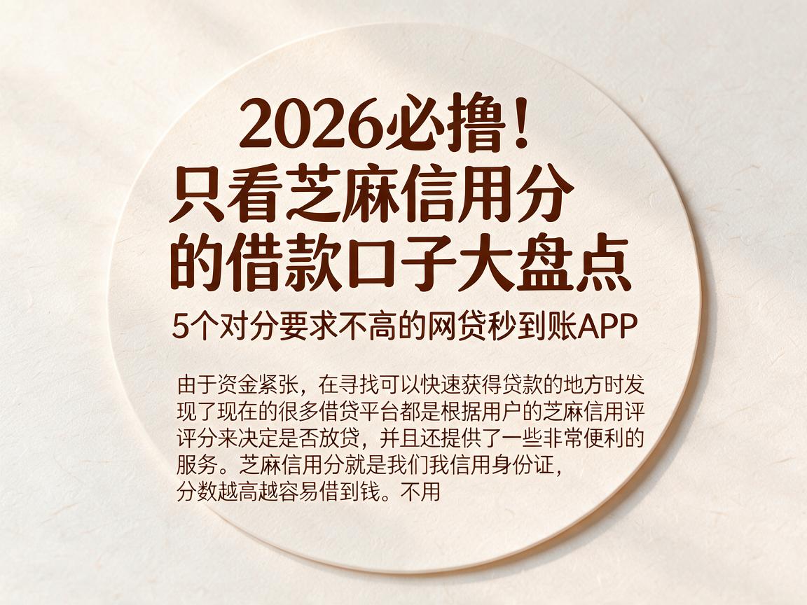 2026必撸!只看芝麻信用分的借款口子大盘点,5个对分要求不高的网贷秒到账APP