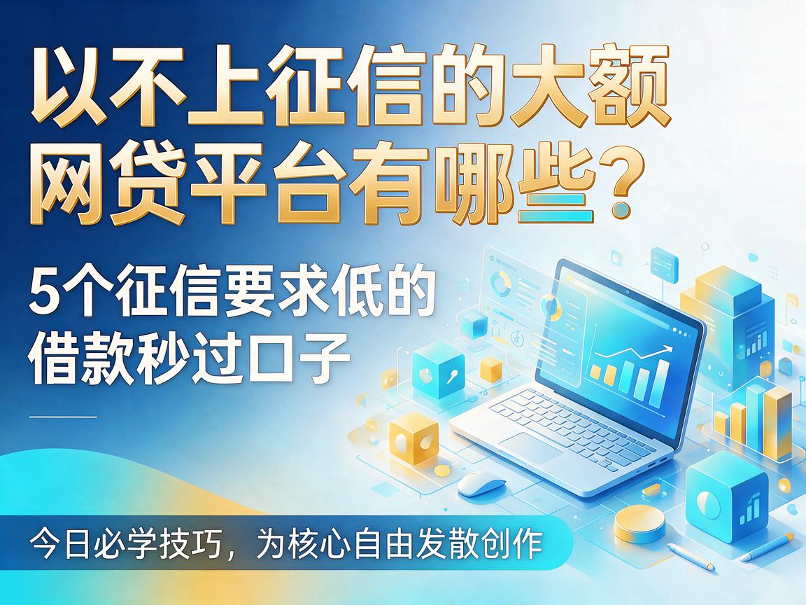 不上征信的大额网贷平台有哪些?5个征信要求低的借款秒过口子,今日必学技巧
