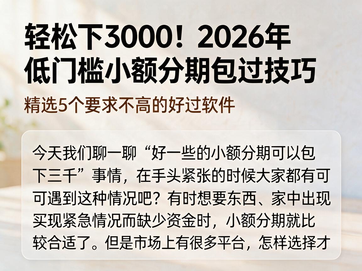 轻松下3000!2026年低门槛小额分期包过技巧,精选5个要求不高的好过软件