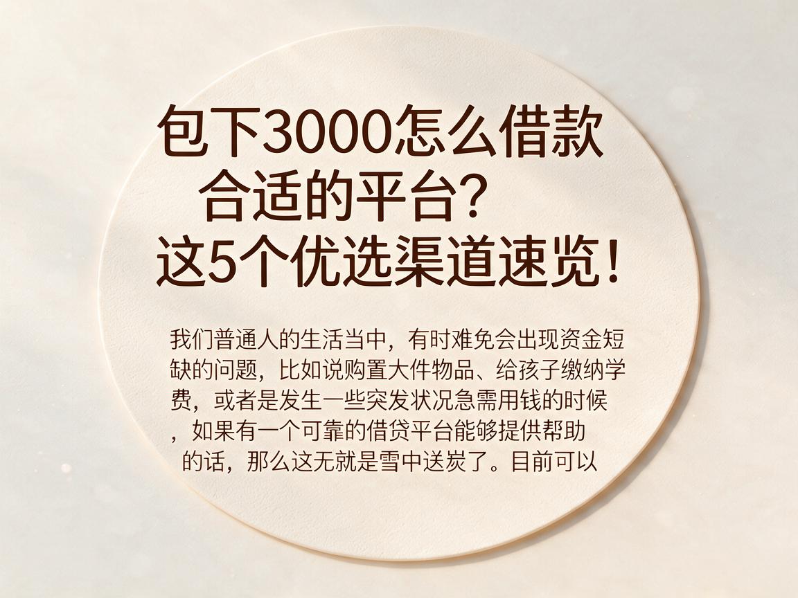 包下3000怎么借款合适的平台?这5个优选渠道速览!