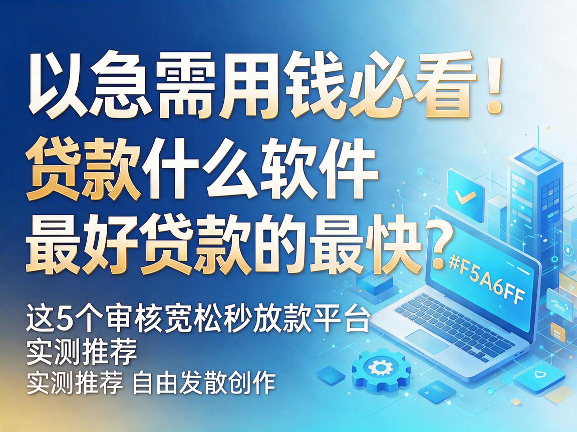急需用钱必看!贷款什么软件最好贷款的最快?这5个审核宽松秒放款平台实测推荐