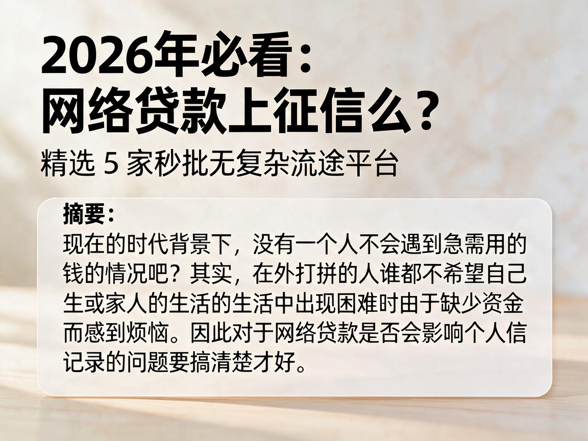 2026年必看：网络贷款上征信么？精选5家秒批无复杂流程平台