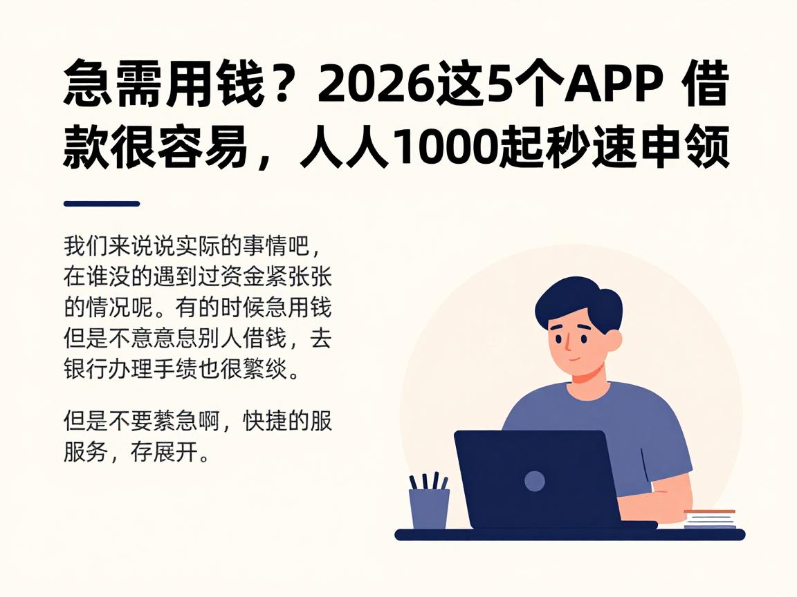 急需用钱?2026这5个APP借款很容易,人人1000起秒速申领!
