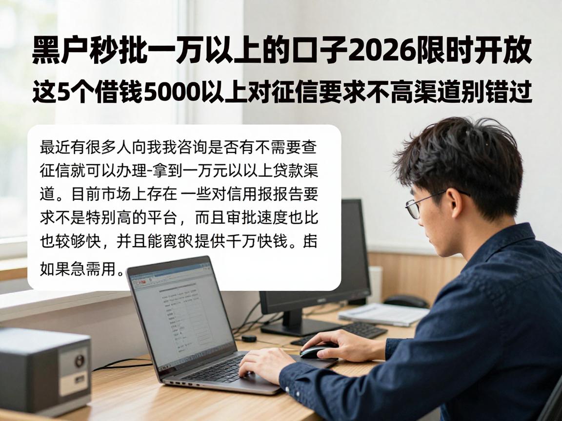黑户秒批一万以上的口子2026限时开放！这5个借钱5000以上对征信要求不高的渠道别错过